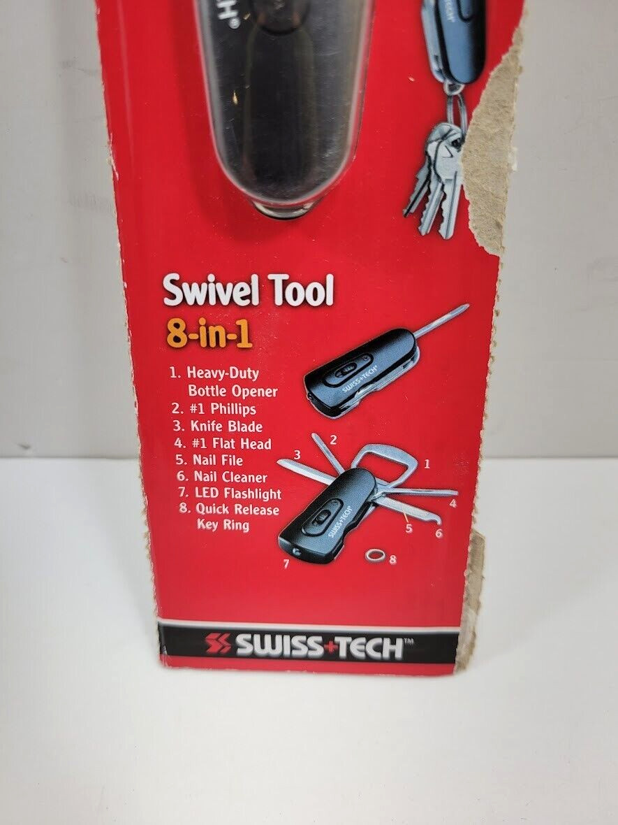 Swiss+Tech 8 in 1 Swivel Tool, Mini Folding, Knife, Screwdrivers, Bottle Opener