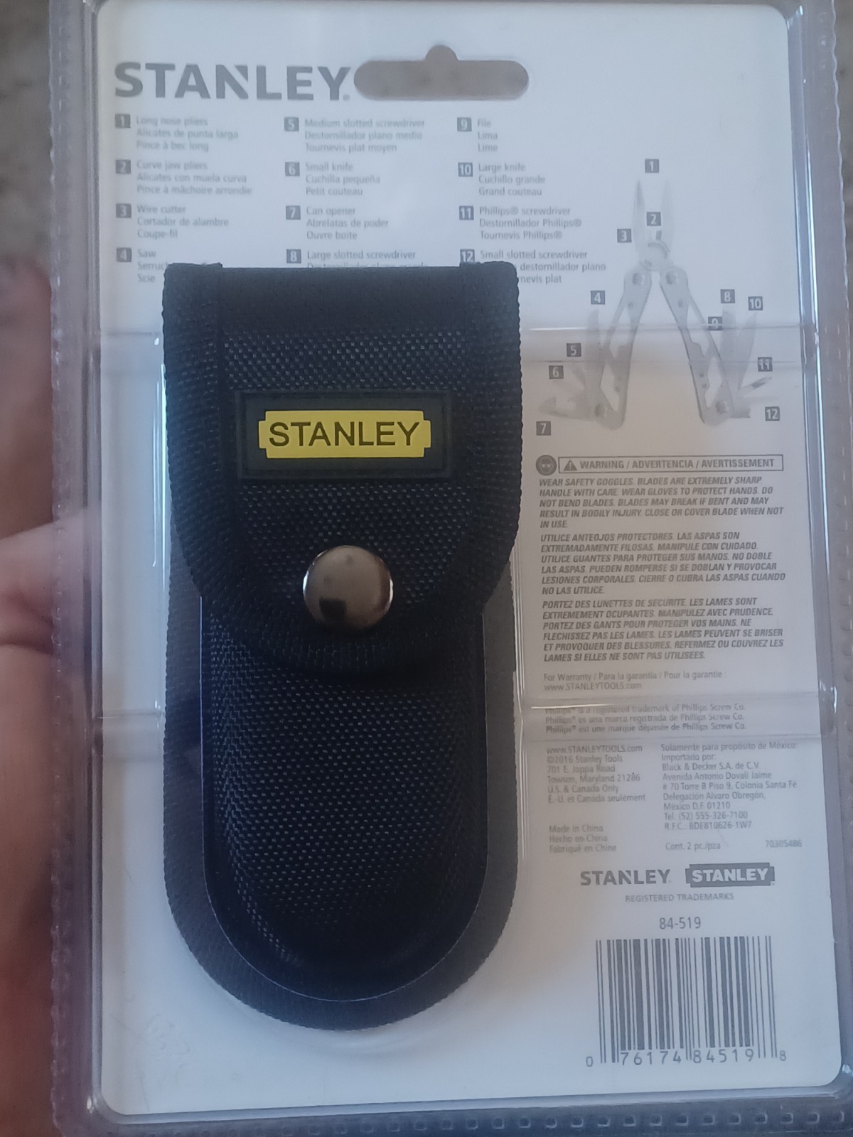 New and Used STANLEY -IN-1 STAINLESS STEEL MULTITOOL WITH BLACK POUCH (84-519)