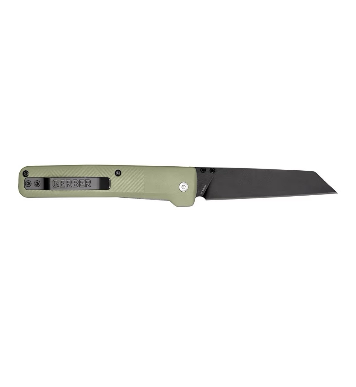 GERBER PLEDGE CLIP FOLDING KNIFE – GREEN HANDLE & BLACK OXIDE COATED BLADE