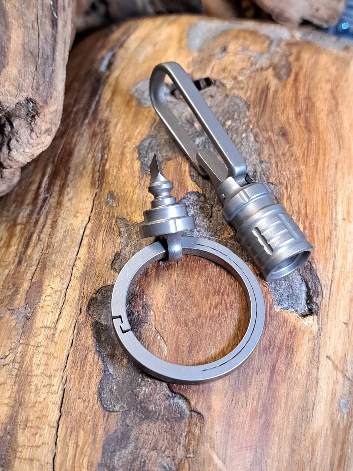 EDC Titanium Keychain Belt Loop Clip Quick-Release With Built-in Box Opener