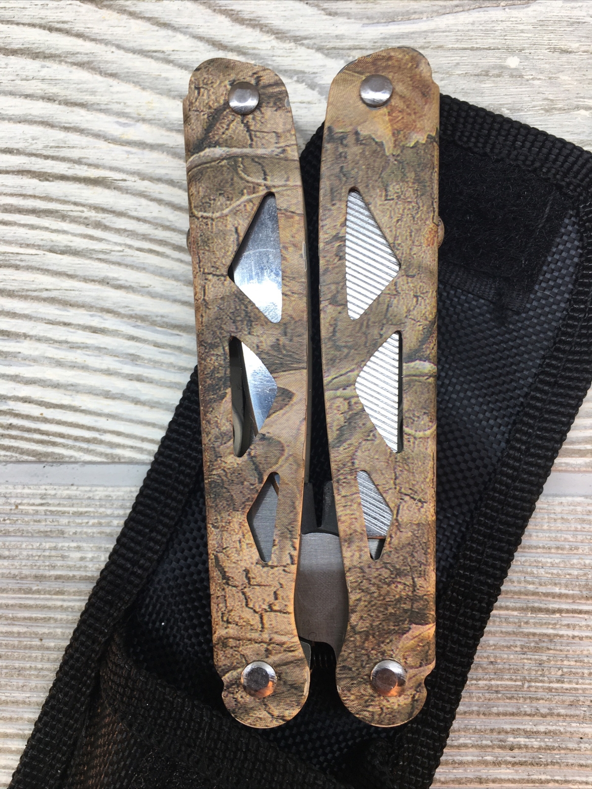 Ozark Trail Multi-Tool with Sheath Camo 12-in-1, Pliers, Wire Cutter, Knife Gift