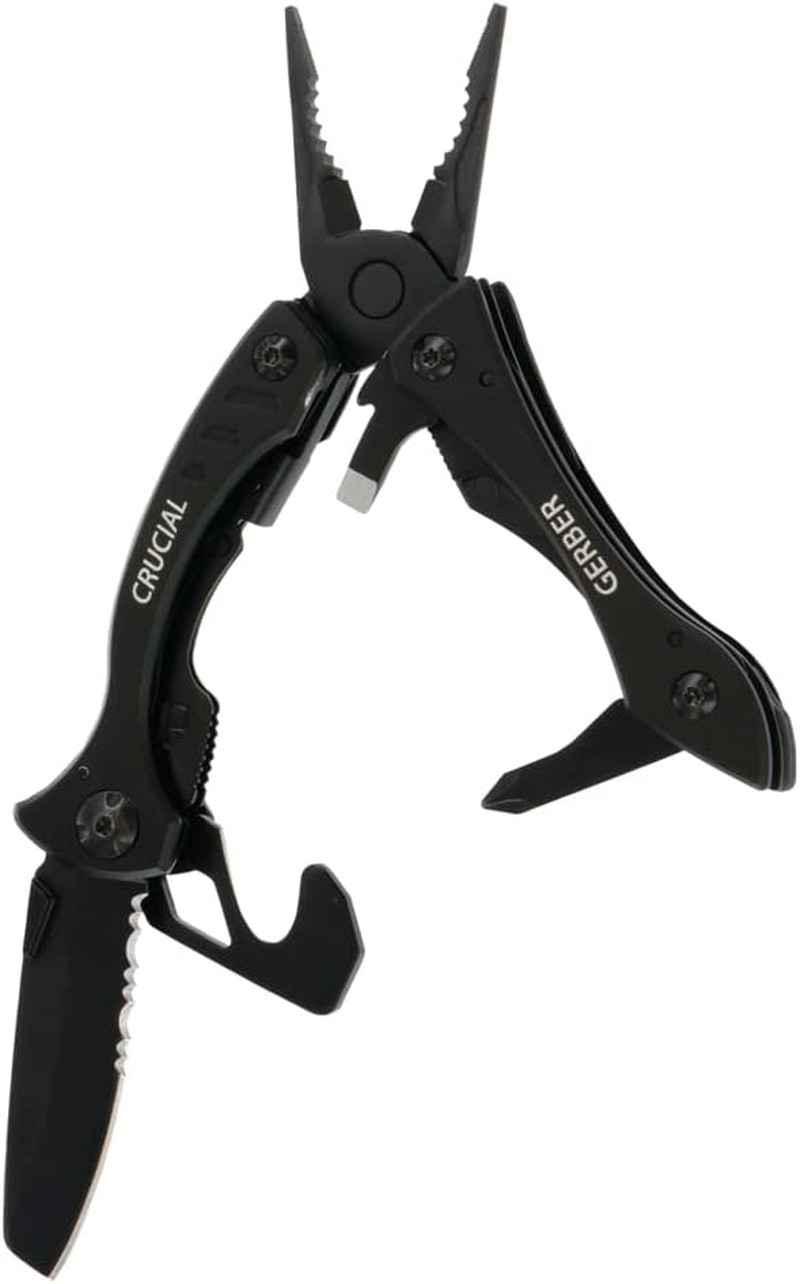 Gear Crucial EDC Multitool Pocket Knife with Clip and Strap Cutter for Camping a