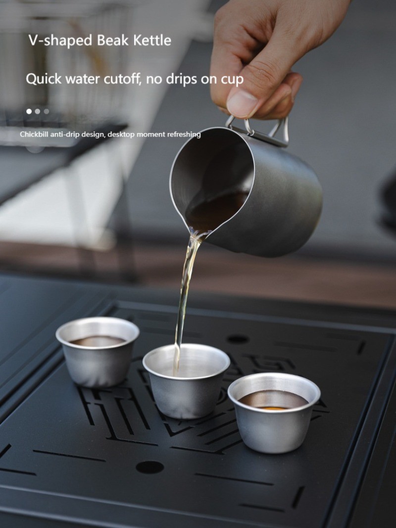 Outdoor 304 stainless steel tea set, portable tea brewing set for travel