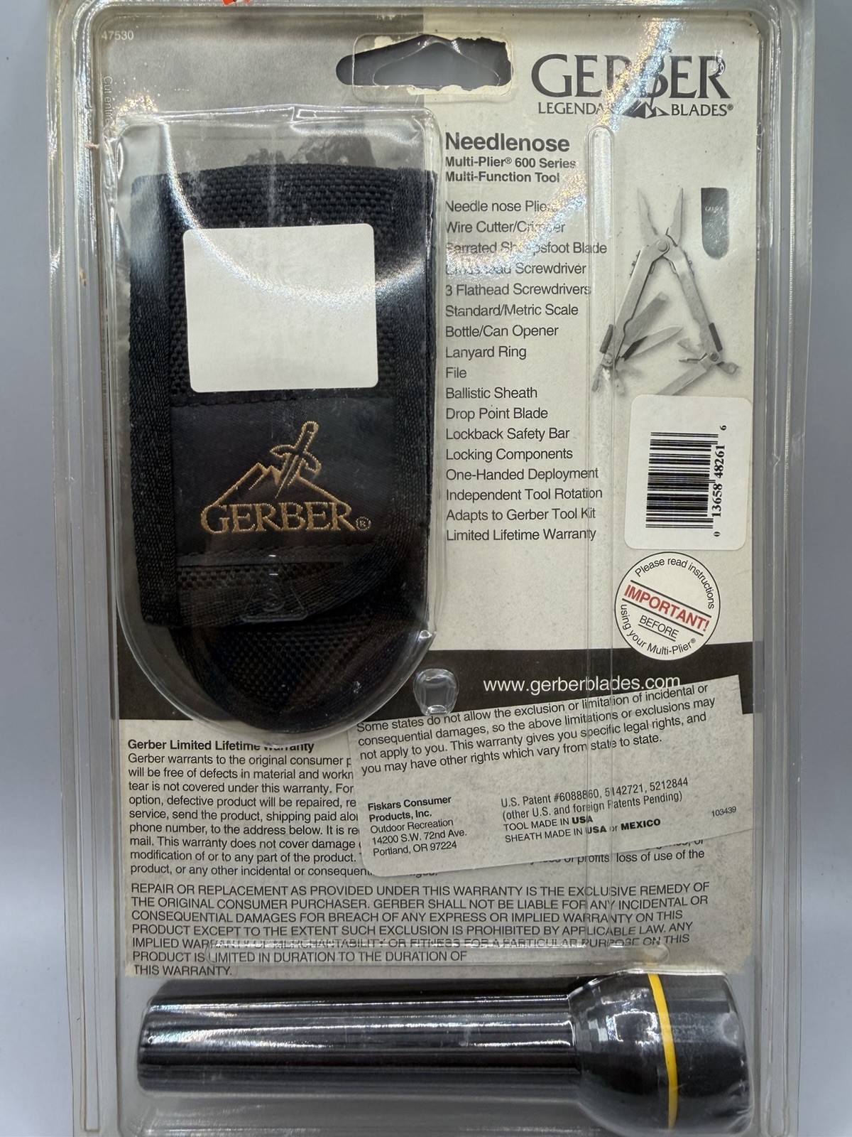 Gerber Needle Nose 600 Multi-Plier W/ Flashlight VTG Sealed New Old Stock Rare!!