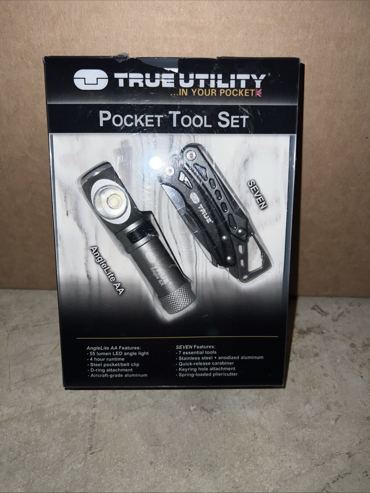 True Utility Jacknife Belt Clip Pocket Knife & Stash Lite Flashlight Combo New