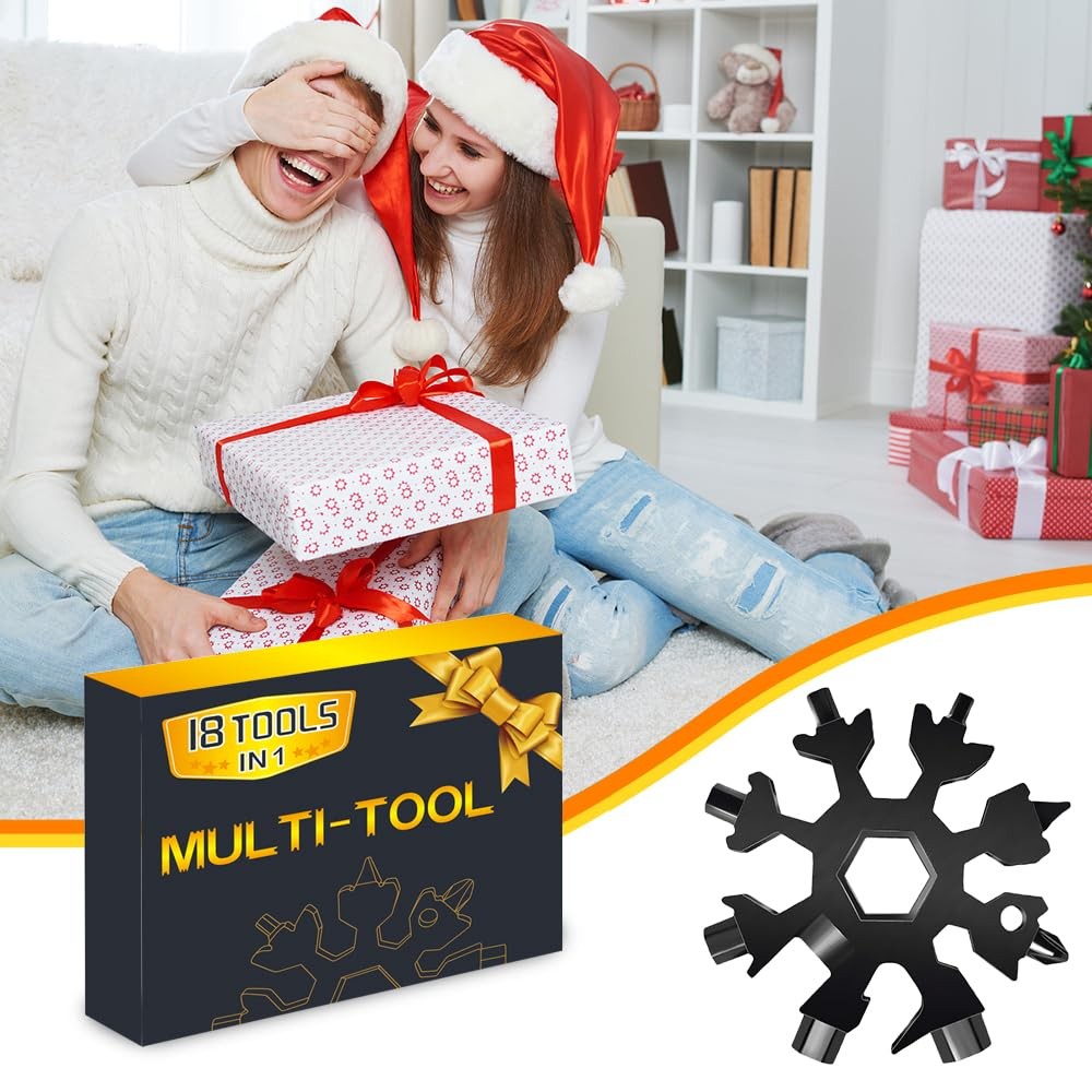 18 in 1 Snowflake Multitool & 8 in 1 Keychain tool Stocking Stuffers for Men Chr