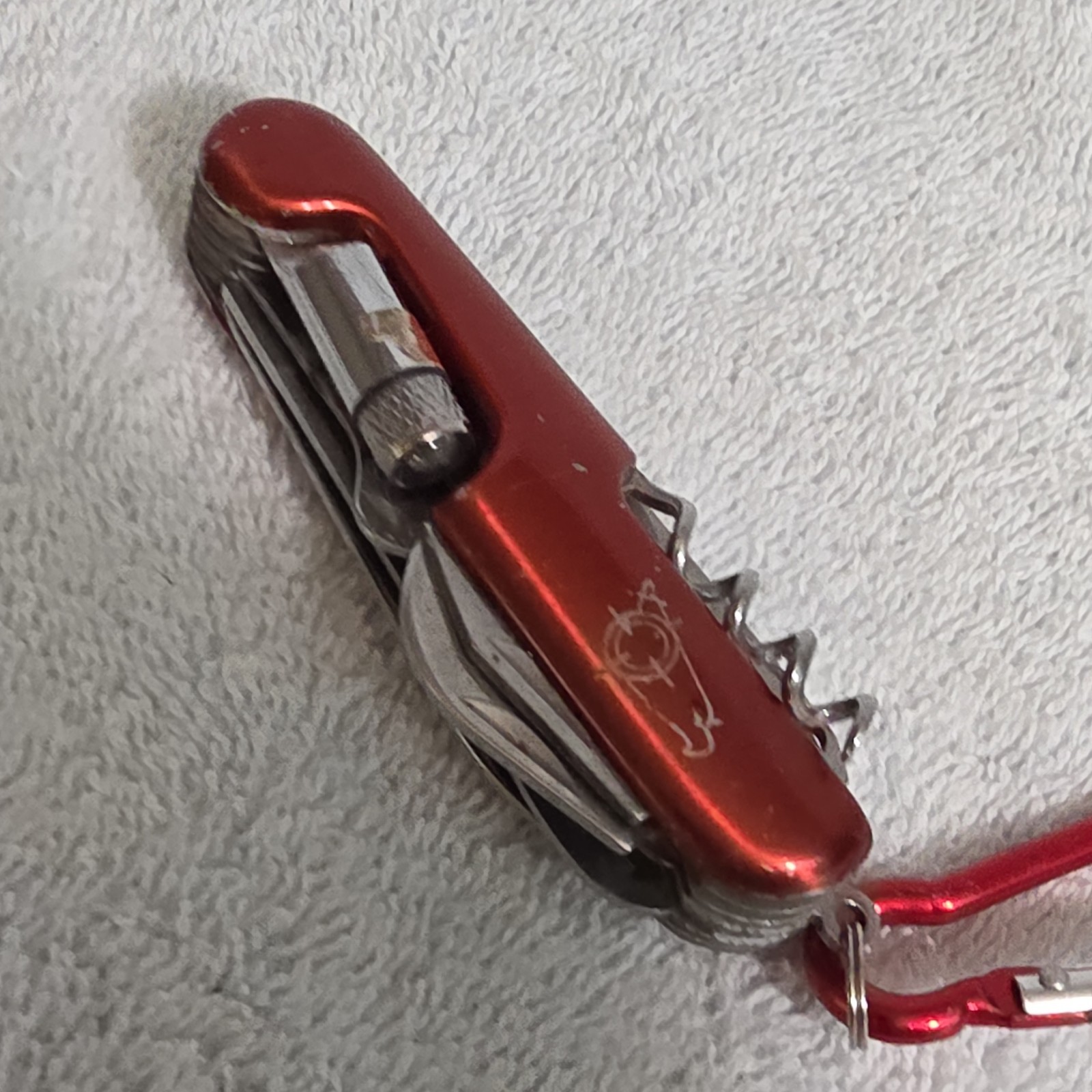 Red Stainless Steel 12-Tool Keychain Multi-Tool Pocket Knife w/ Corkscrew