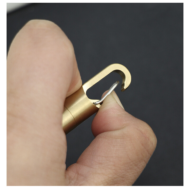 Brass Keychain Survival Waterproof Box Integrated Medicine Pill Box EDC Tool Box