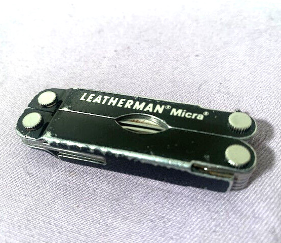 OEM Leatherman Micra Black Keychain Pocket Stainless MultiTool Knife USA ~ Good
