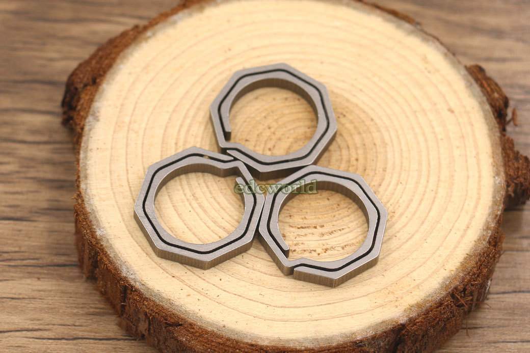 3pcs EDC Titanium Ti Key Chain Concise Octagon Key Ring Outdoor Tool YSQ03S