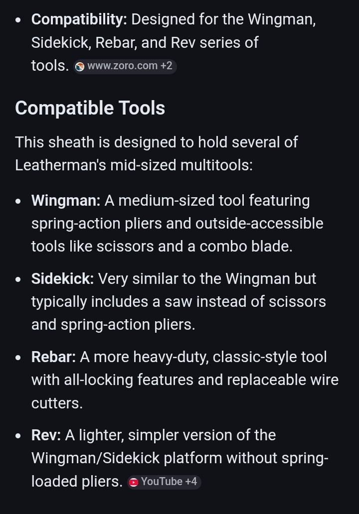 Clip & Carry Kydex Multitool Sheath Fits Leatherman: Wingman,Sidekick,Rebar,Rev