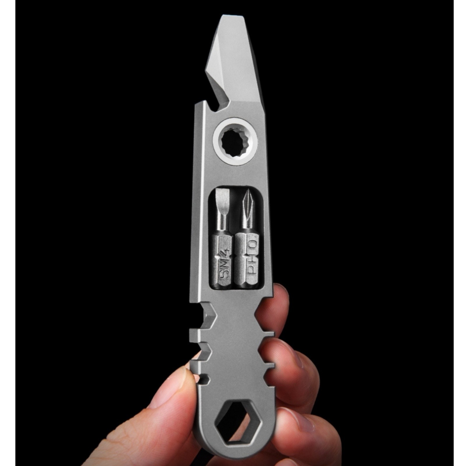 Titanium Alloy Multi-Tool EDC Pry Bar Ratchet Screwdriver Bottle Opener Portable