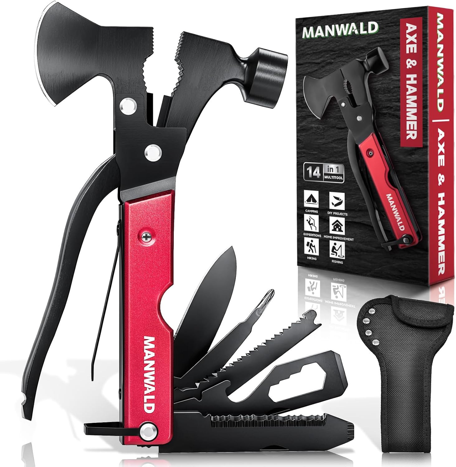 15 in 1 Multitool Axe Hatchet, Camping Accessories Survival Gear, Multi Tool for
