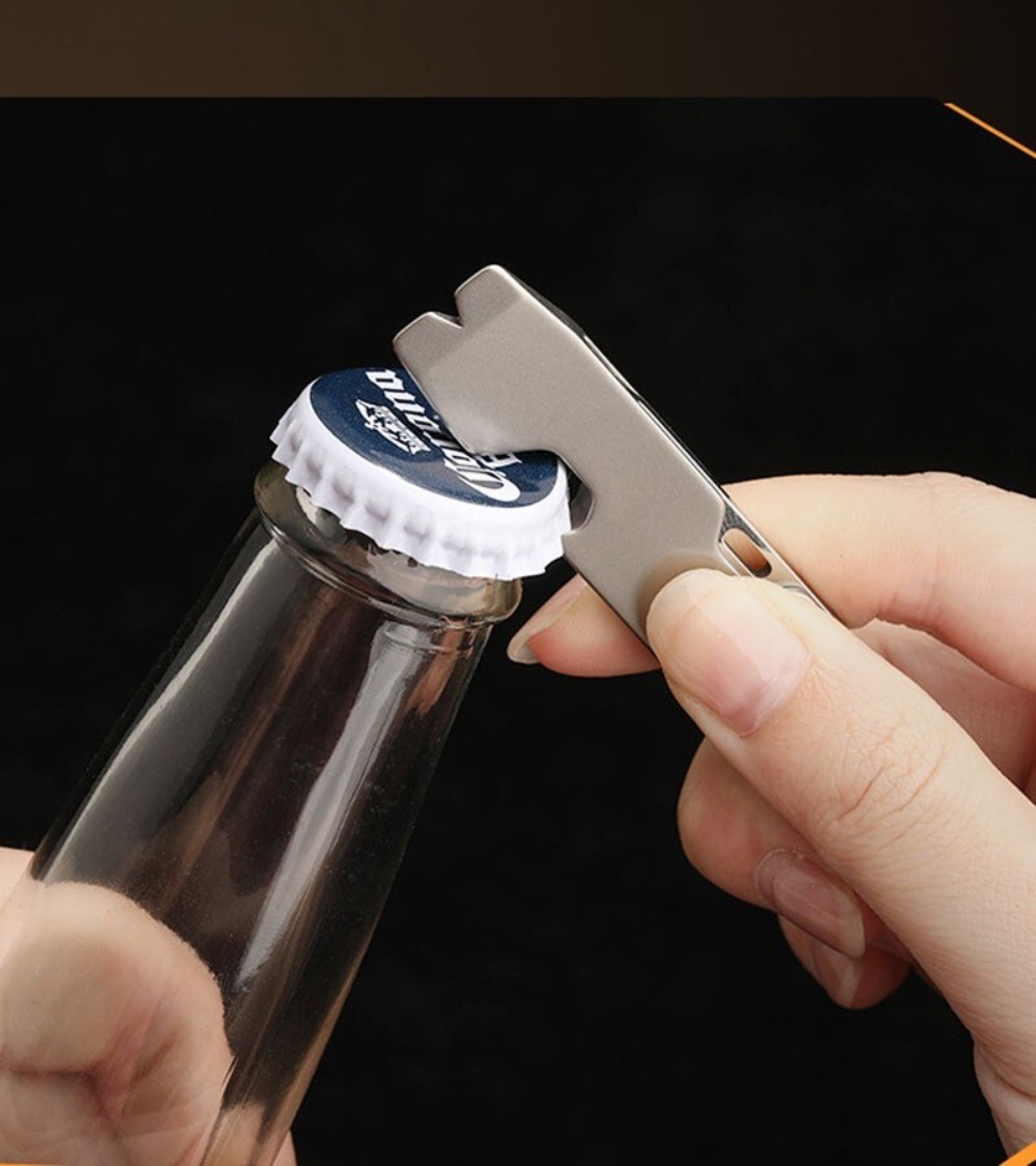 New EDC Titanium Keychain Pry Bar Crowbar Opener Ruler Knife Outdoor Multi Tools
