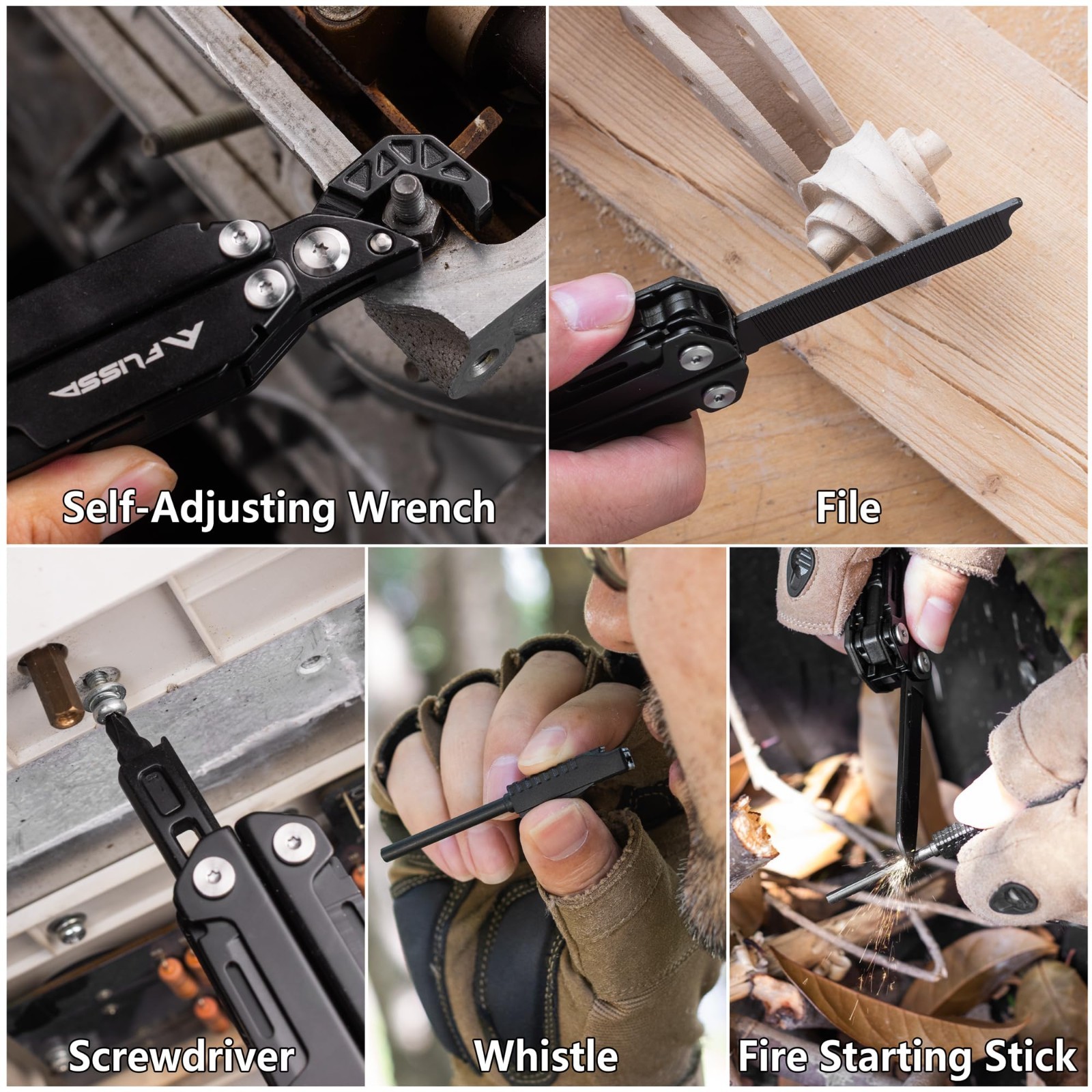 16-in-1 Multi-Tool Wrench, EDC Pocket Tool with Knife, Screwdriver, Saw & File –