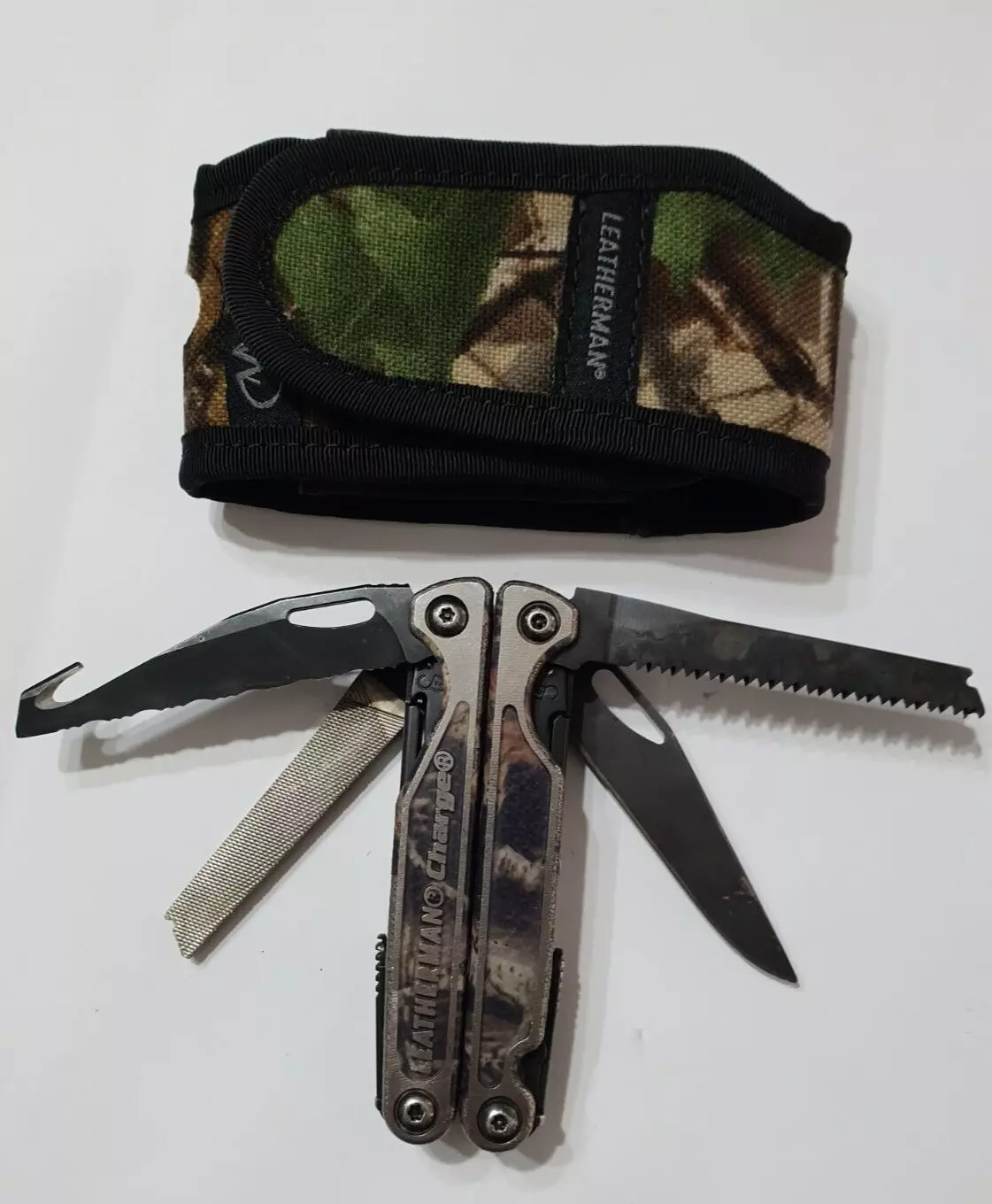 🔥 Leatherman Charge TTI BO Autumn Camo Titanium Cap Crimper CC Used Very Rare