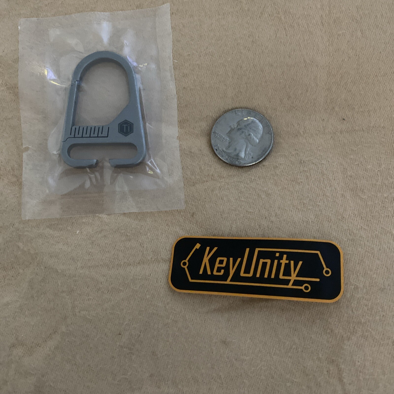 KeyUnity KB00 Titanium Carabiner Keychain Nylon Webbing Molle Clip with Hook