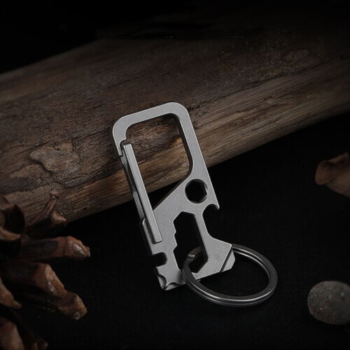 Outdoor Multi EDCTC4 Titanium Alloy Mechanic Keychain Carabiner Opener Portable