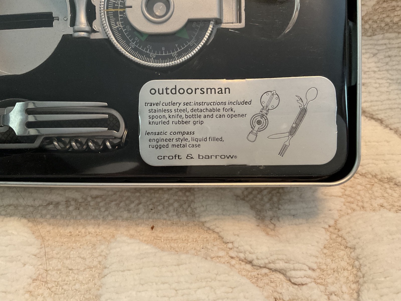 Lot o 2 Croft & Barrow Outdoorsman Compass & Travel Cutlery Multi-Tool Tins