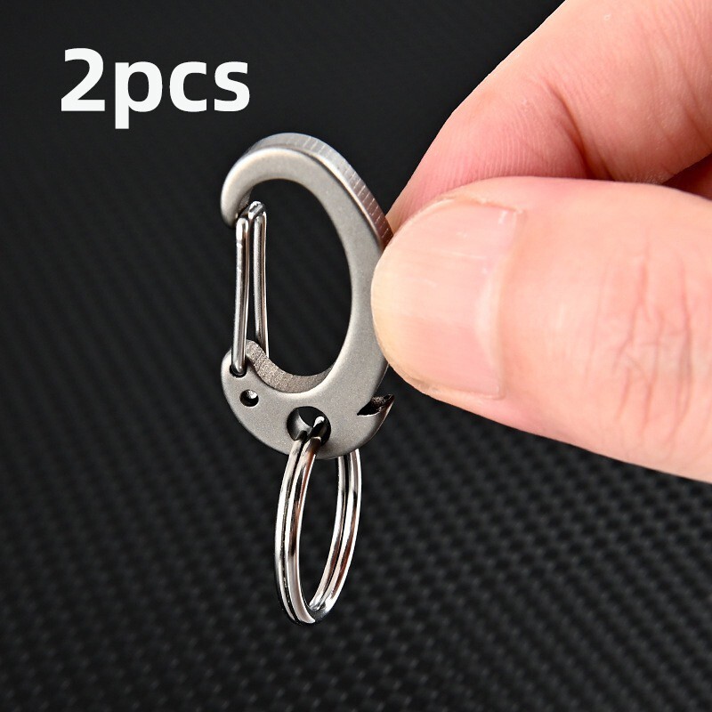 2PCS Mini Titanium Alloy Key chain Carabiner Outdoor Travel Hanging Buckle EDC