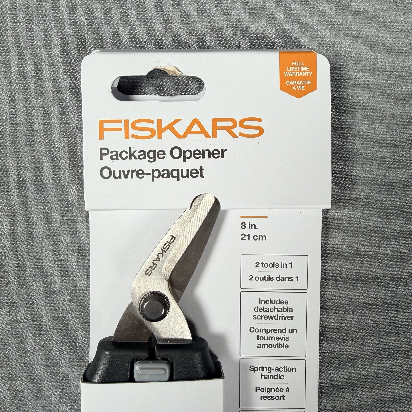 Fiskars Package Opener Scissors, Detachable Screwdriver 2 in 1 Heavy Duty Blades