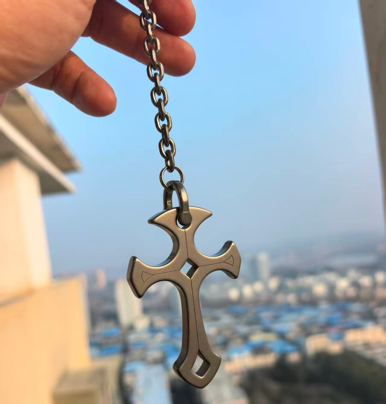 TC4 Titanium Alloy Cross Horseshoe Buckle KeyRing EDC Tool Titanium chain Suit