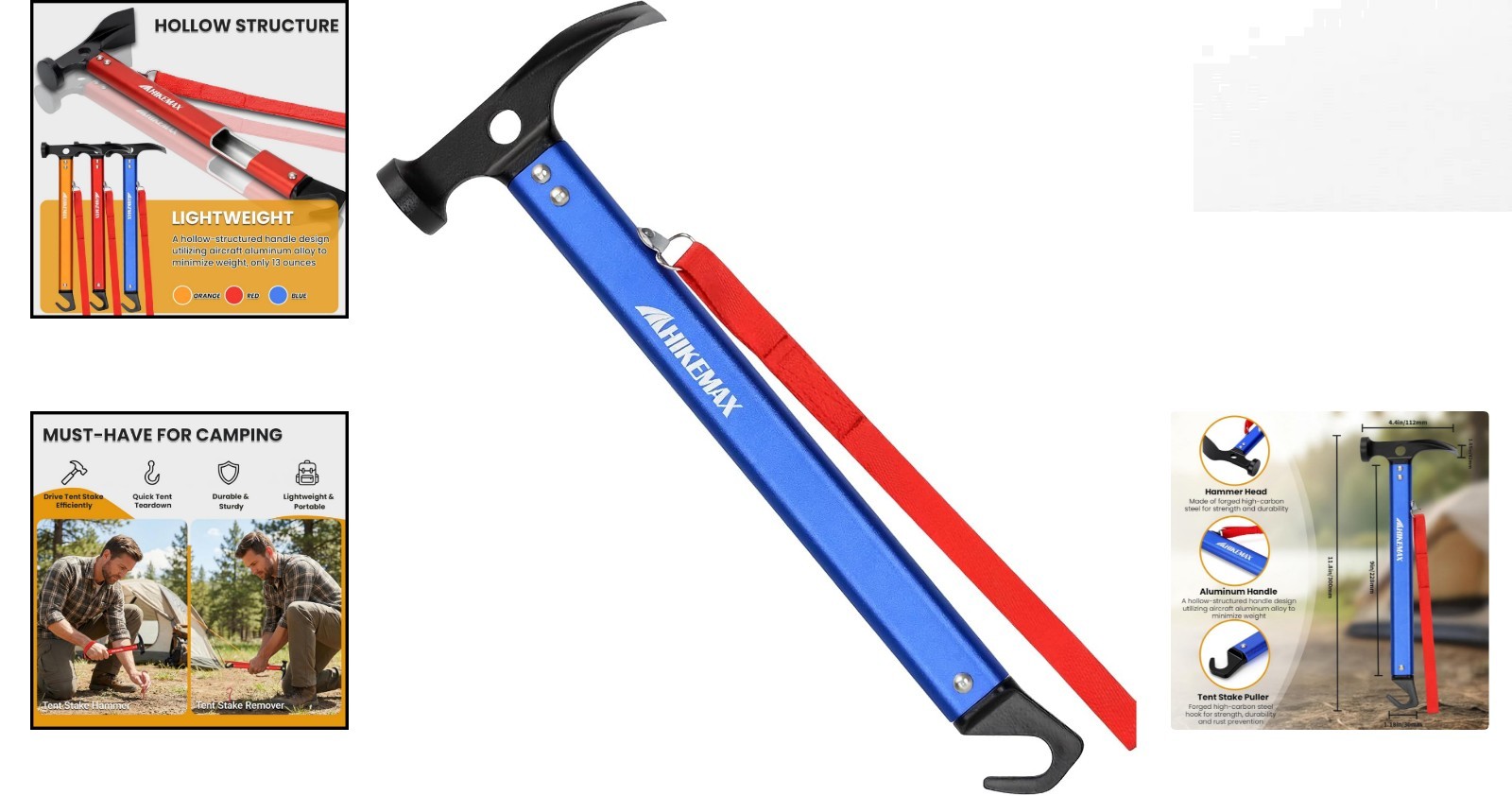 Multifunctional Tent Hammer with Stake Remover – Perfect for Outdoor Adventures