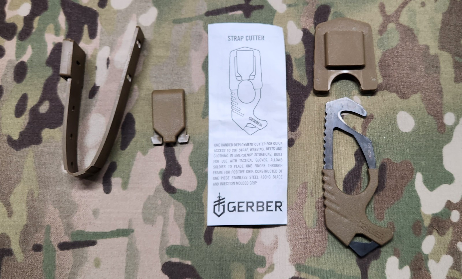 New Gerber Strap Cutter Coyote Brown Emergency Seatbelt Cutter Military Issue