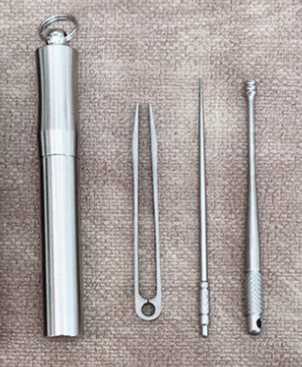 Titanium Alloy Toothpick Earpick Mini Tweezer Portable Container EDC Multi Tool