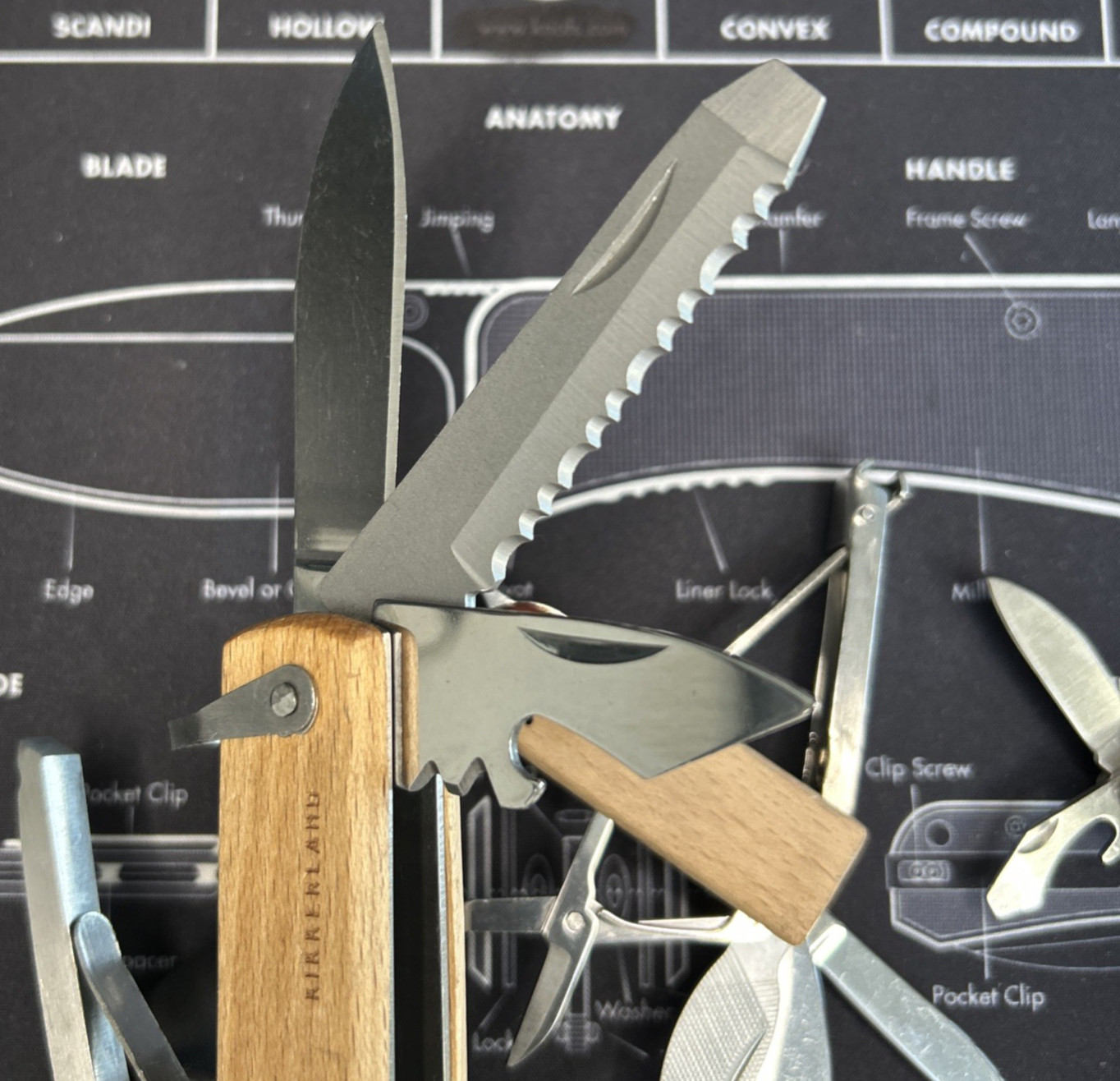 Lot of 3 Wood Handle Hammer Folding Compact Multi Tools Knife Saw & More VGUC