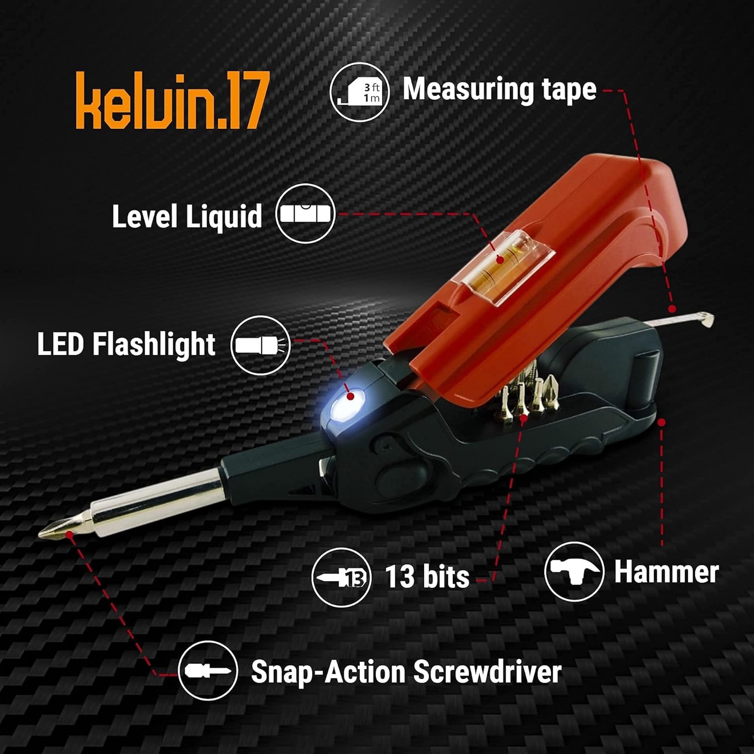 Kelvin Tools – Kelvin 17 Urban Screwdriver Set, All in One Everyday Multitool Sc