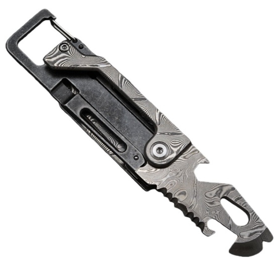 Damascus steel EDC Tool – Damascus Keychain Tool – Crowbar/Wrench/M Screwdriver