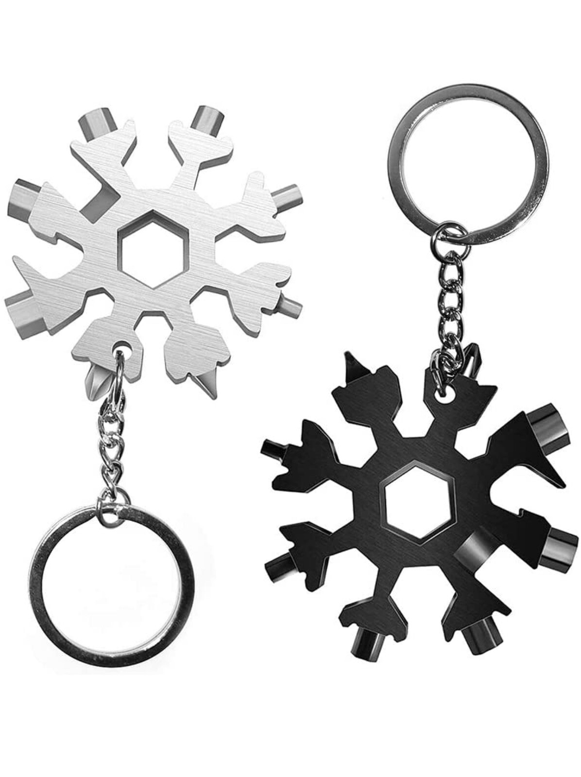 2 -18 In 1 MultiTool Portable Stainless Snowflake Shape Key Chain Screwdriver US