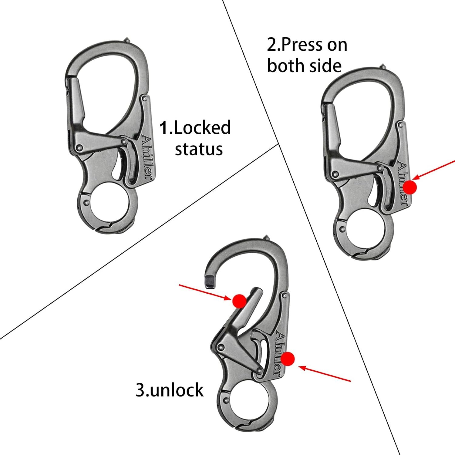 Carabiner Keychain Clip, Double Lock Designed – Tungsten Steel Tip,