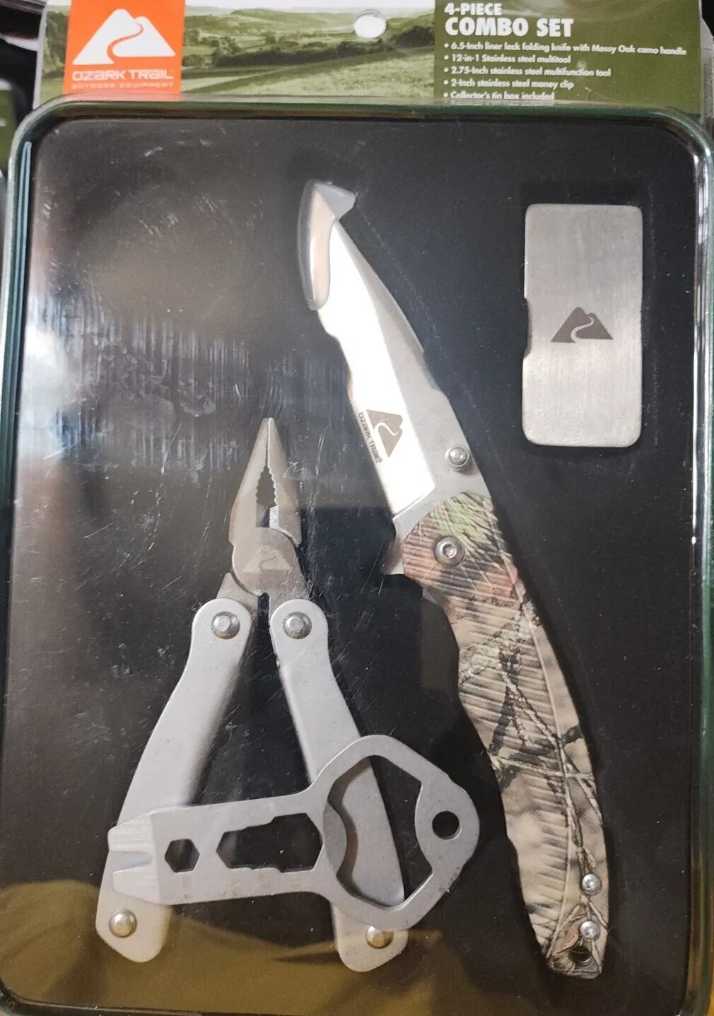 NEW Sealed Ozark Trail 4 Piece Combo Set Money Clip.Multifunctiona Tool and Knif