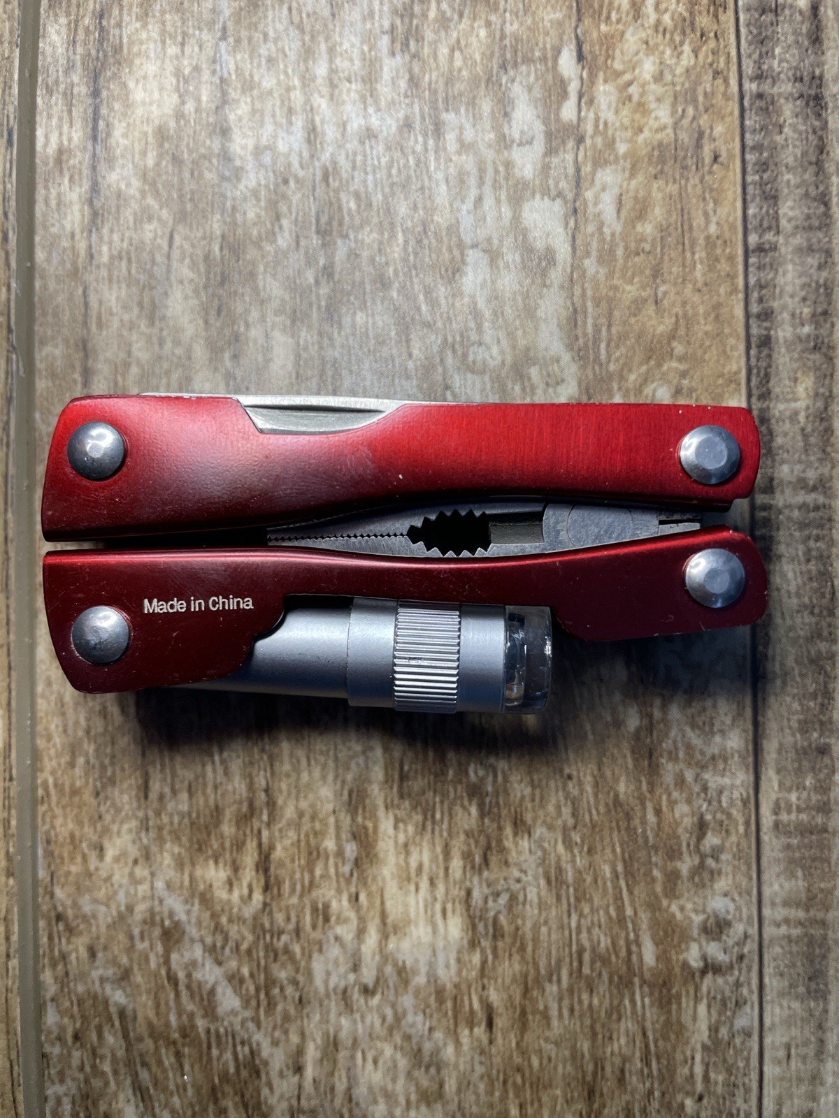 Brookstone Red Mini Multi-Tool Pliers w/ LED Flashlight EDC Pocket Tool