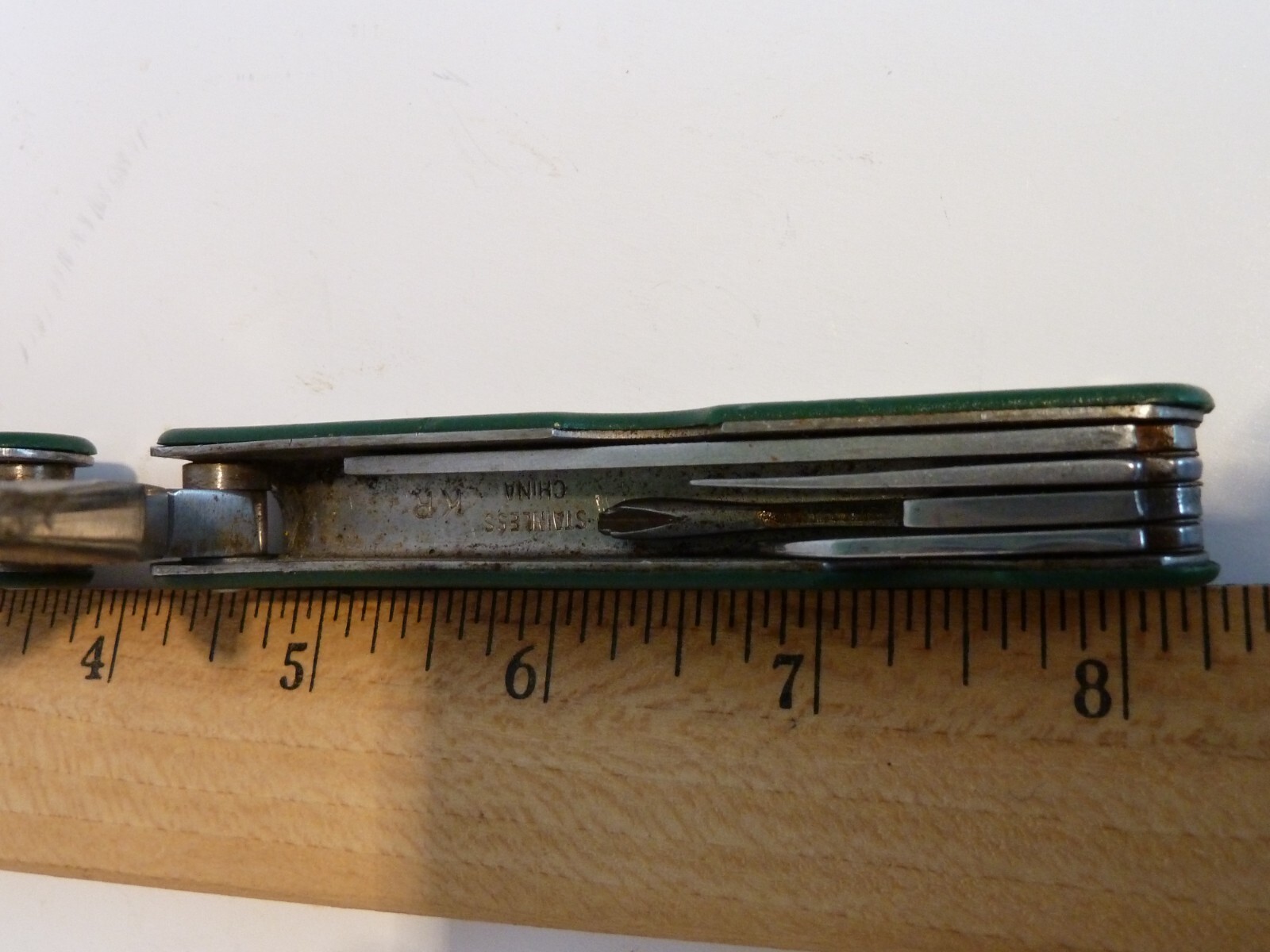 Green Plastic Handle Stainless Steel Multitool Marked KR
