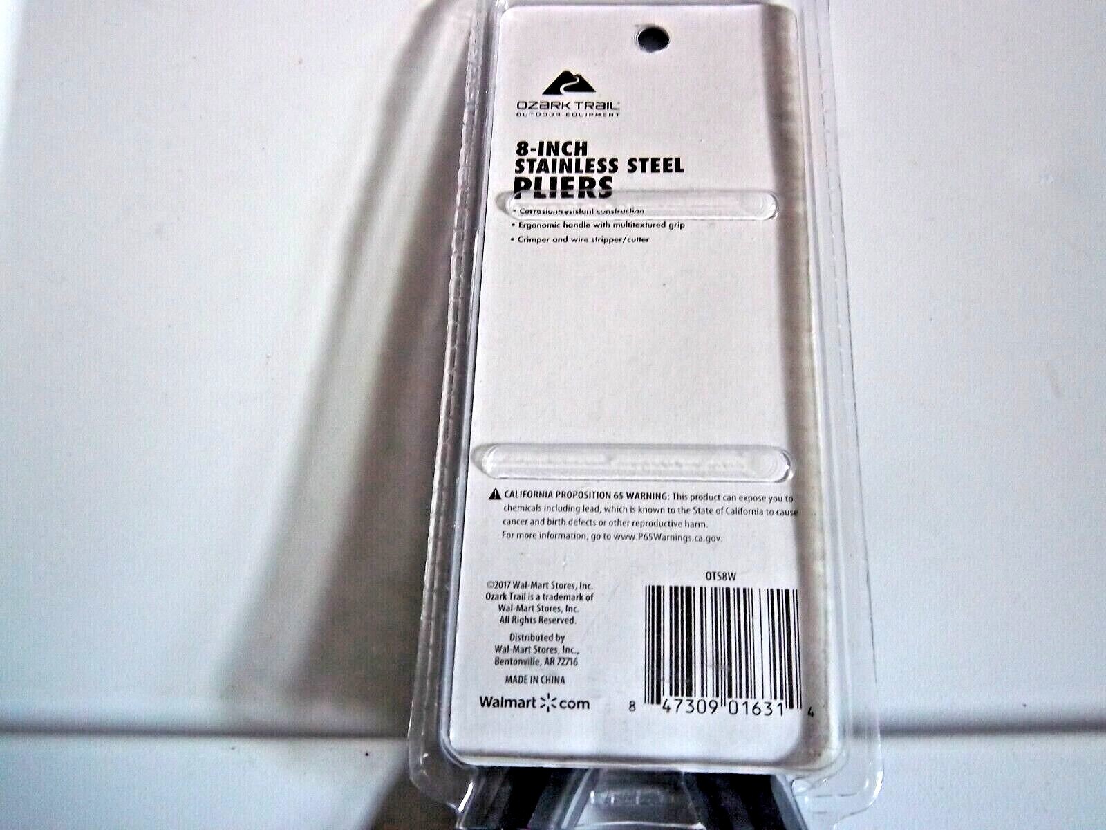 Ozark Trail 8″ -Inch Stainless Steel Pliers NEW IN THE PACKAGE, AS PICTURED