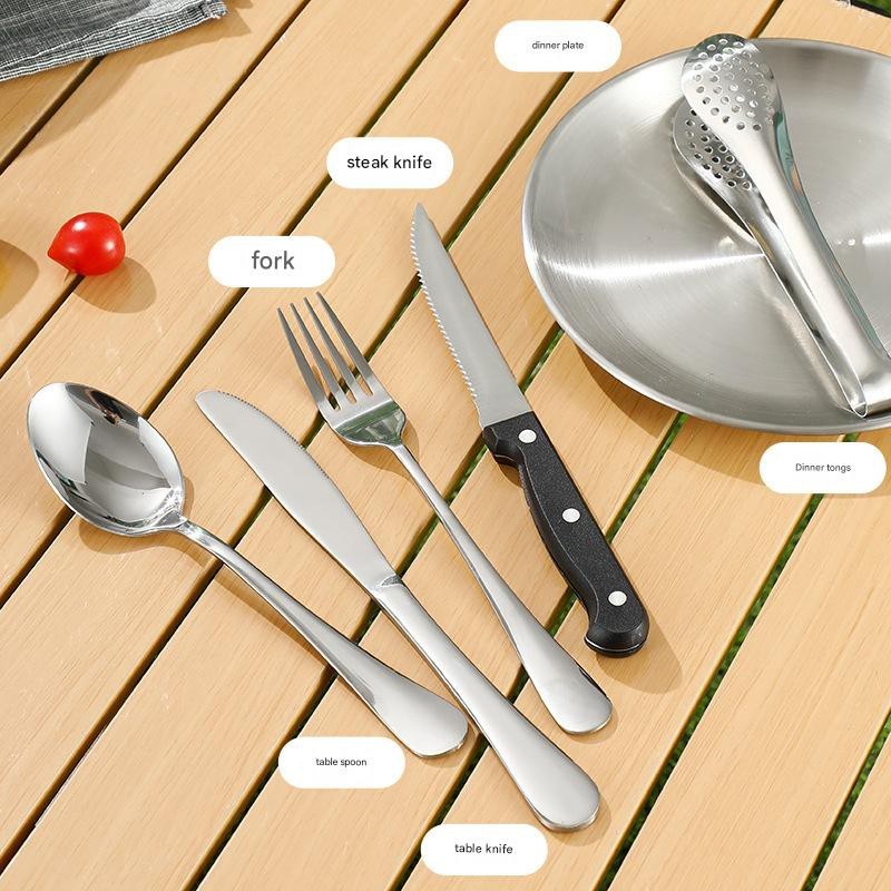 Outdoor Stainless Steel Cutlery Set, Camping Utensils Kit Storage Bag for Picnic
