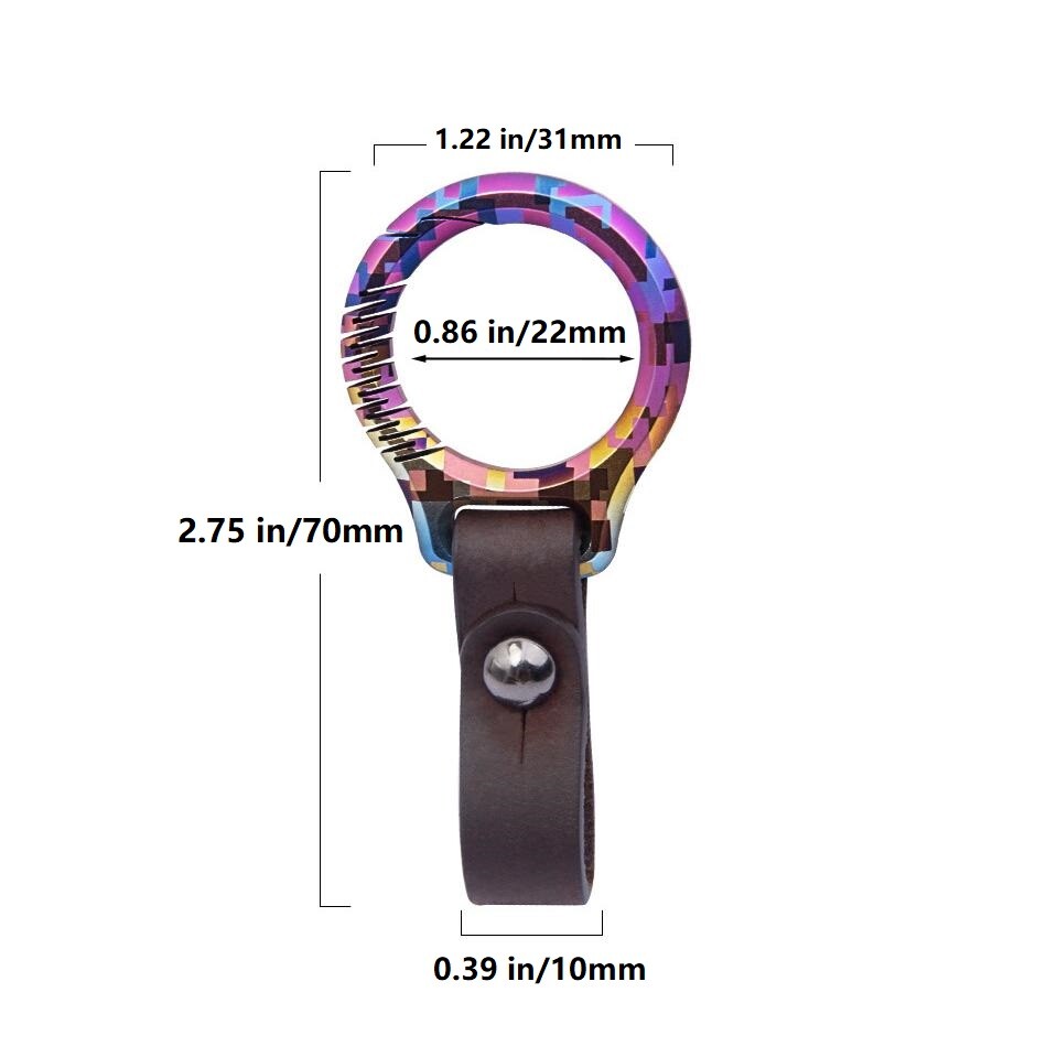 Multicolor Titanium Alloy Carabiner Key Clip Leather Keychain Key Ring EDC Gift