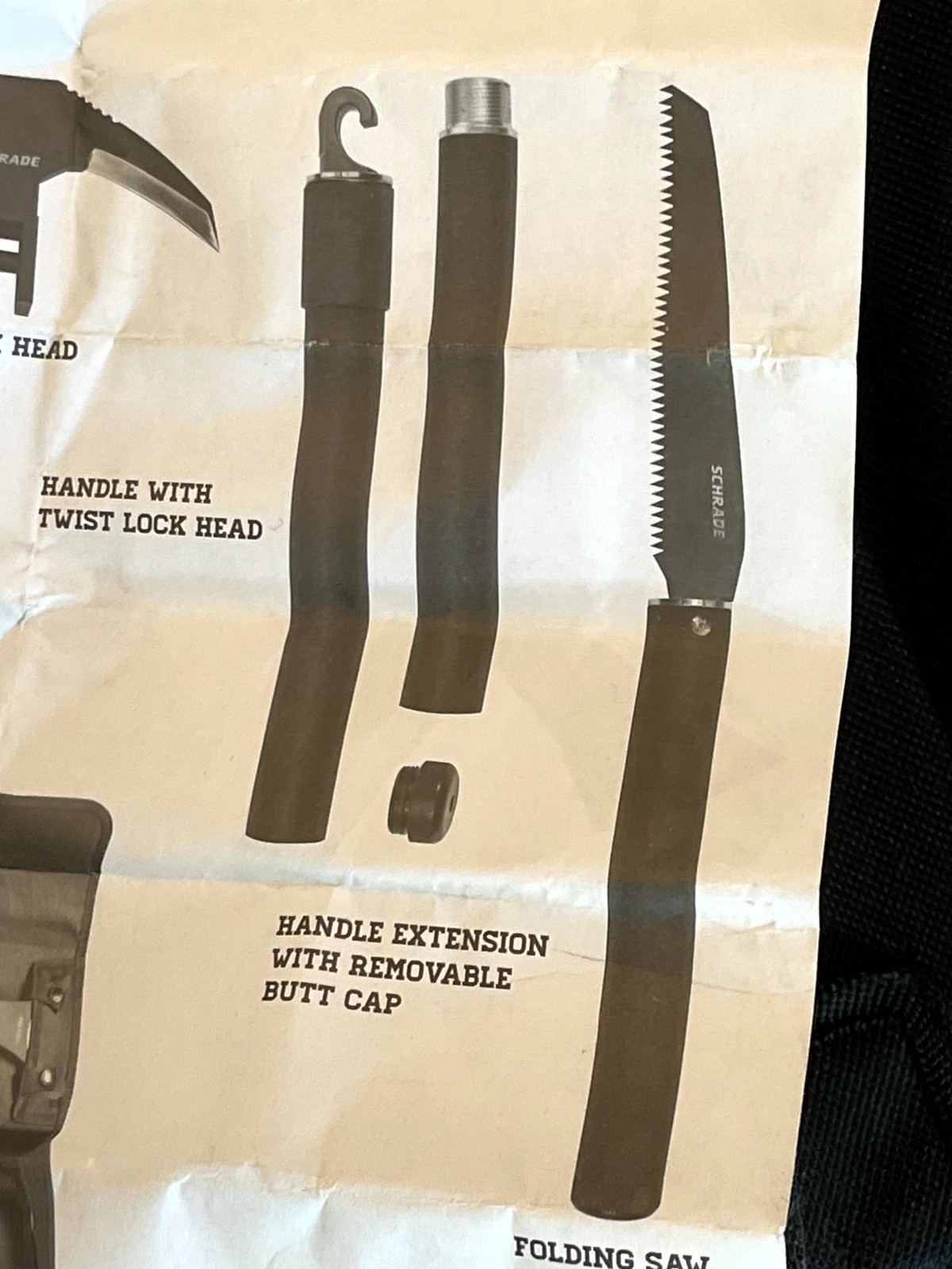 Schrade #1084299 Outdoor Survival Tool Set Axe Shovel Pick Saw with Folding Case