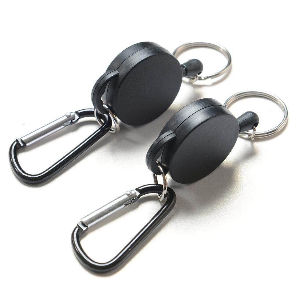 2PCS Retractable Key Chain Steel Reel Belt