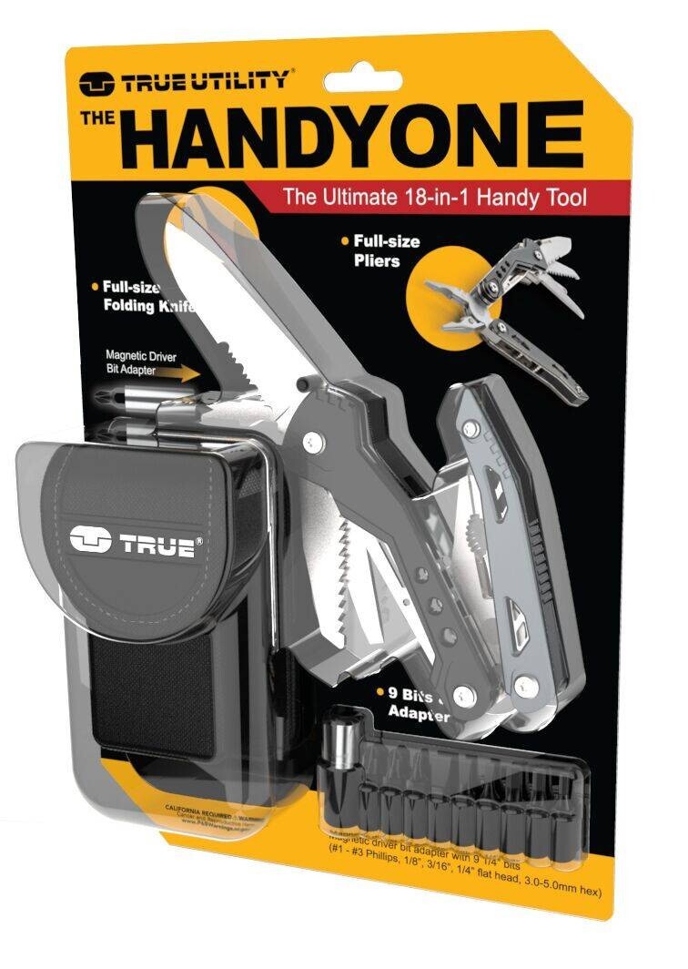 True Utility Handyone, 18 in 1 Multitool, Stainless Steel TU181
