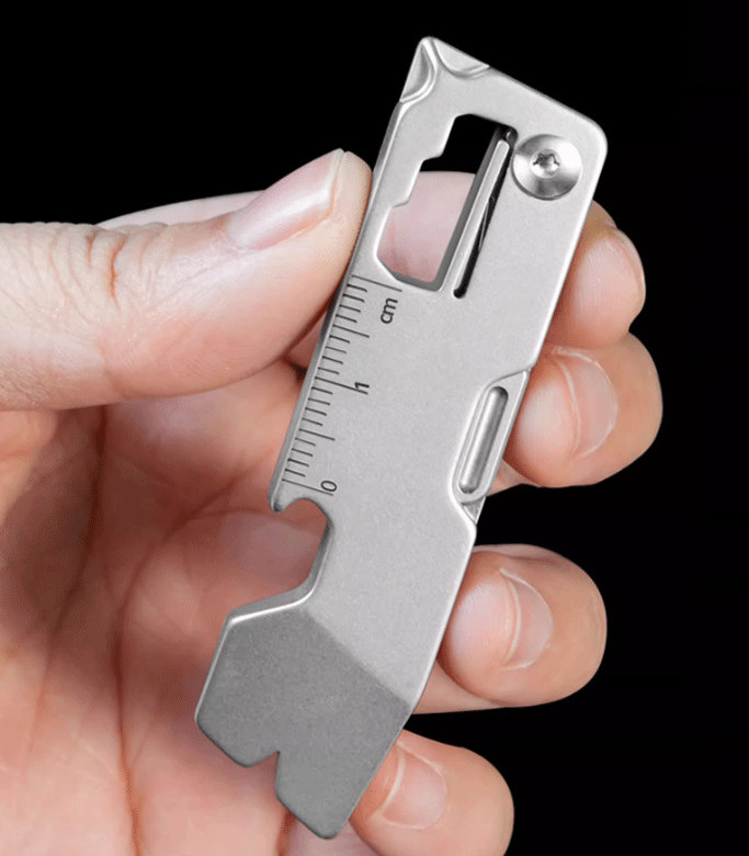 Titanium EDC Pry Bar Folding Scalpel Knife Pocket Keychain Crowbar Opener Ruler