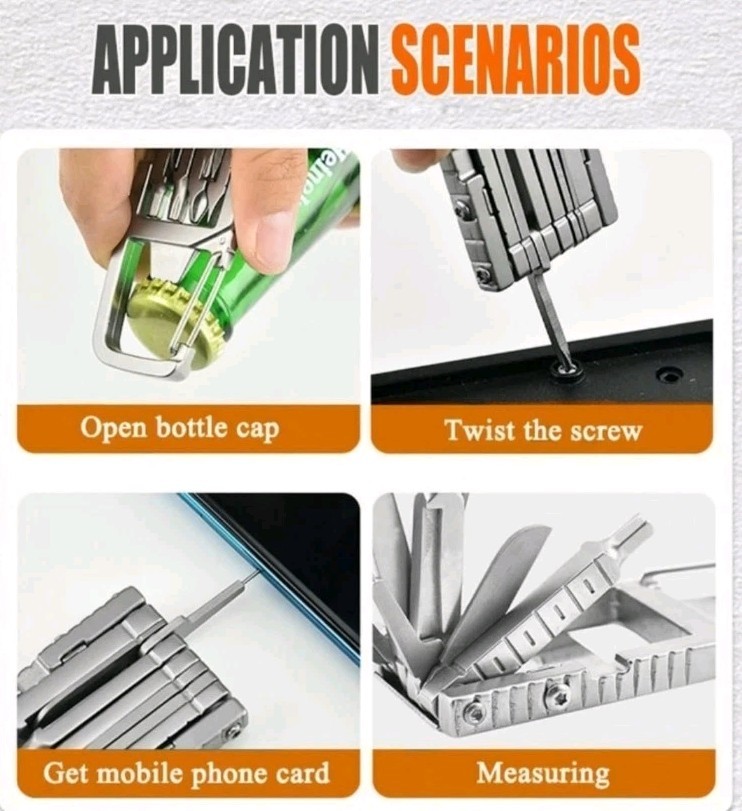 Generic 13 in 1 Keychain Multitool Screwdriver Bit Folding Multi Tool Bottle Ope