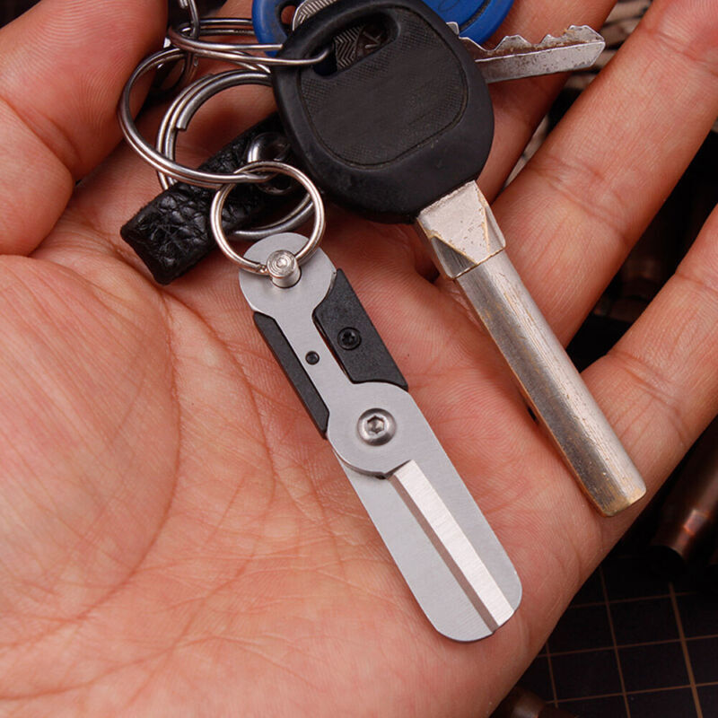 1x Gear Mini Scissor Spring Load Detachable Pocket Keychain Multi Tool Survival