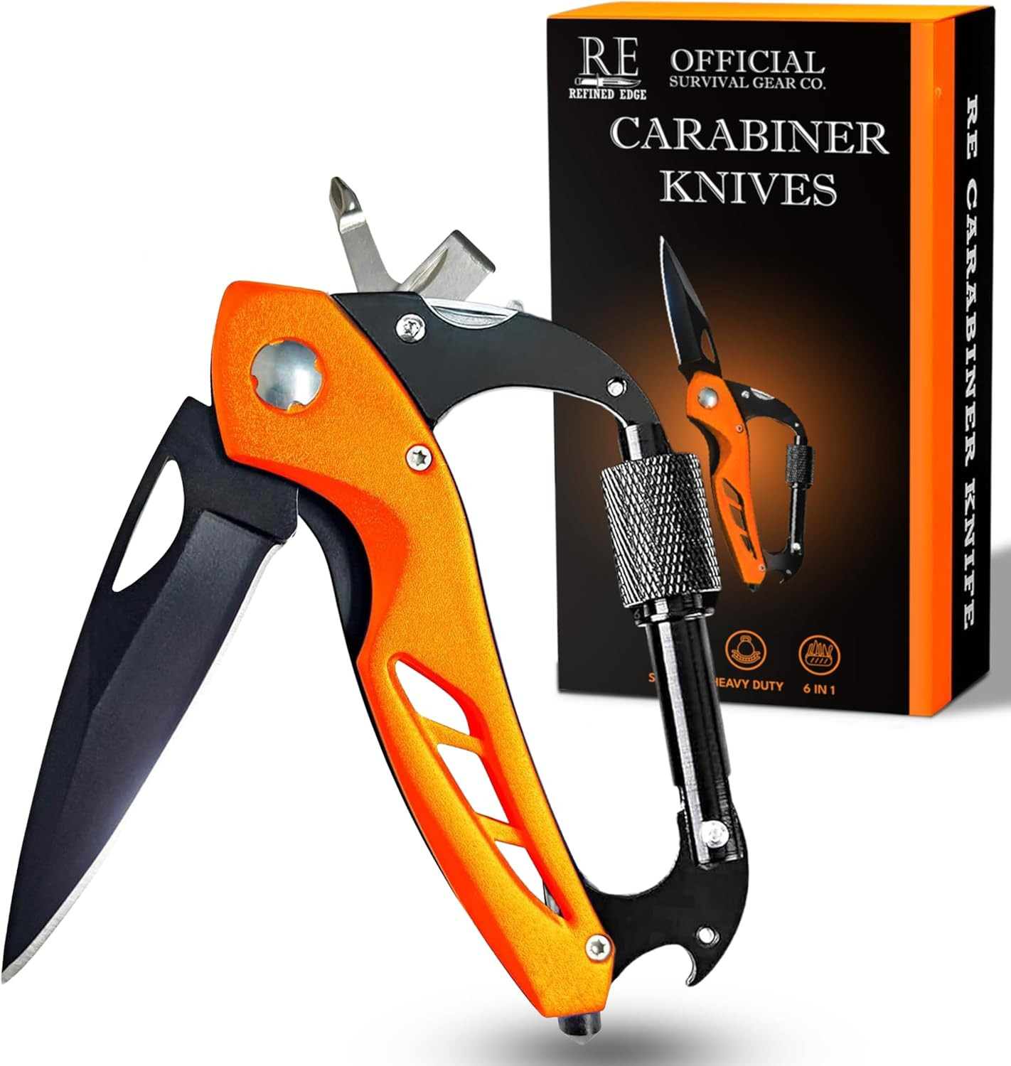 Outdoor Carabiner Multitool, Carabiner Knife, EDC Pocket Knife Survival Gear wit