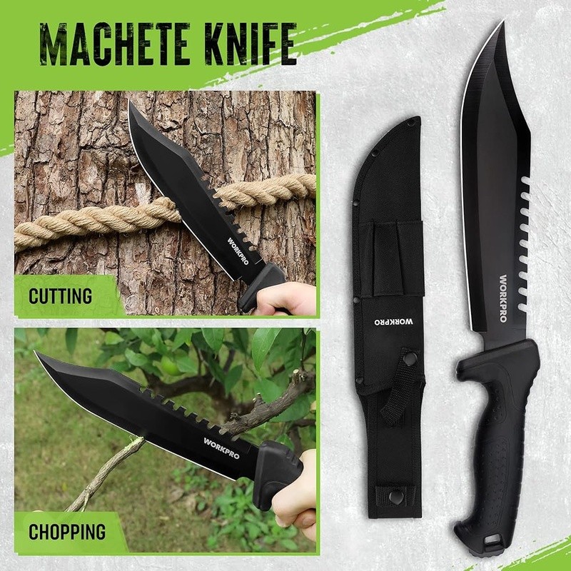 9-Piece Camping Tool Set Hatchet Knife Machete Headlamp Paracord Survival Gear