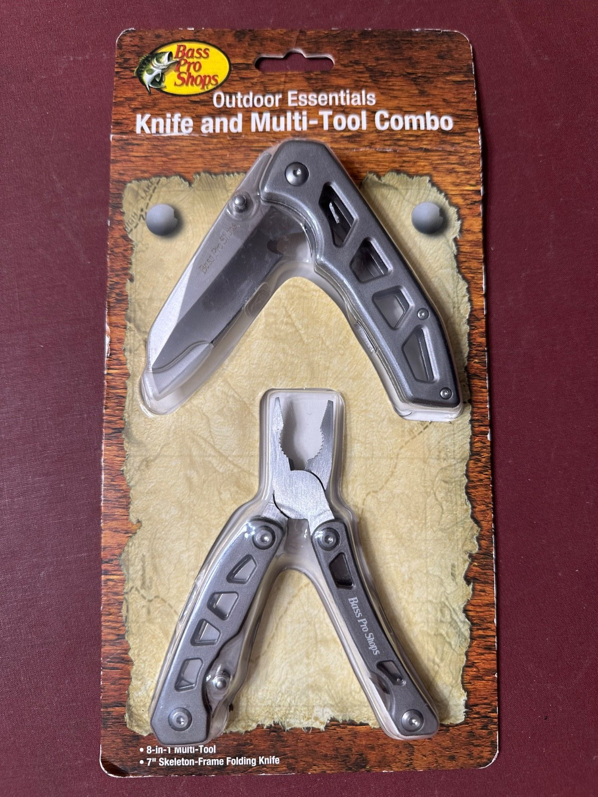 Bass Pro Shops Outdoor Essentials 7″ Skeleton Knife, And 8In 1 Multi-Tool Combo