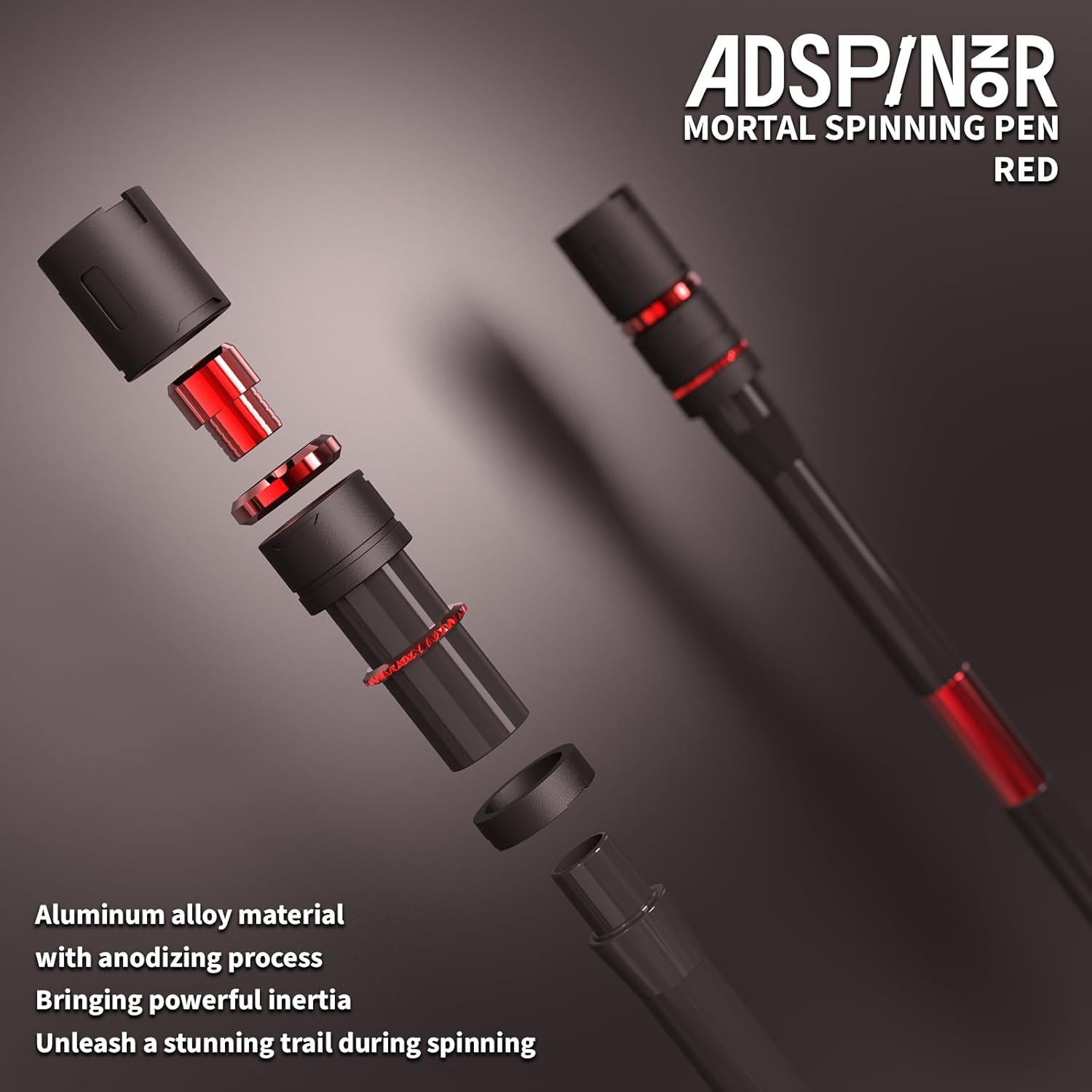 Mr. Nope Advanced Weighted Spinning Pen for Precision and Practice (Black-Red)